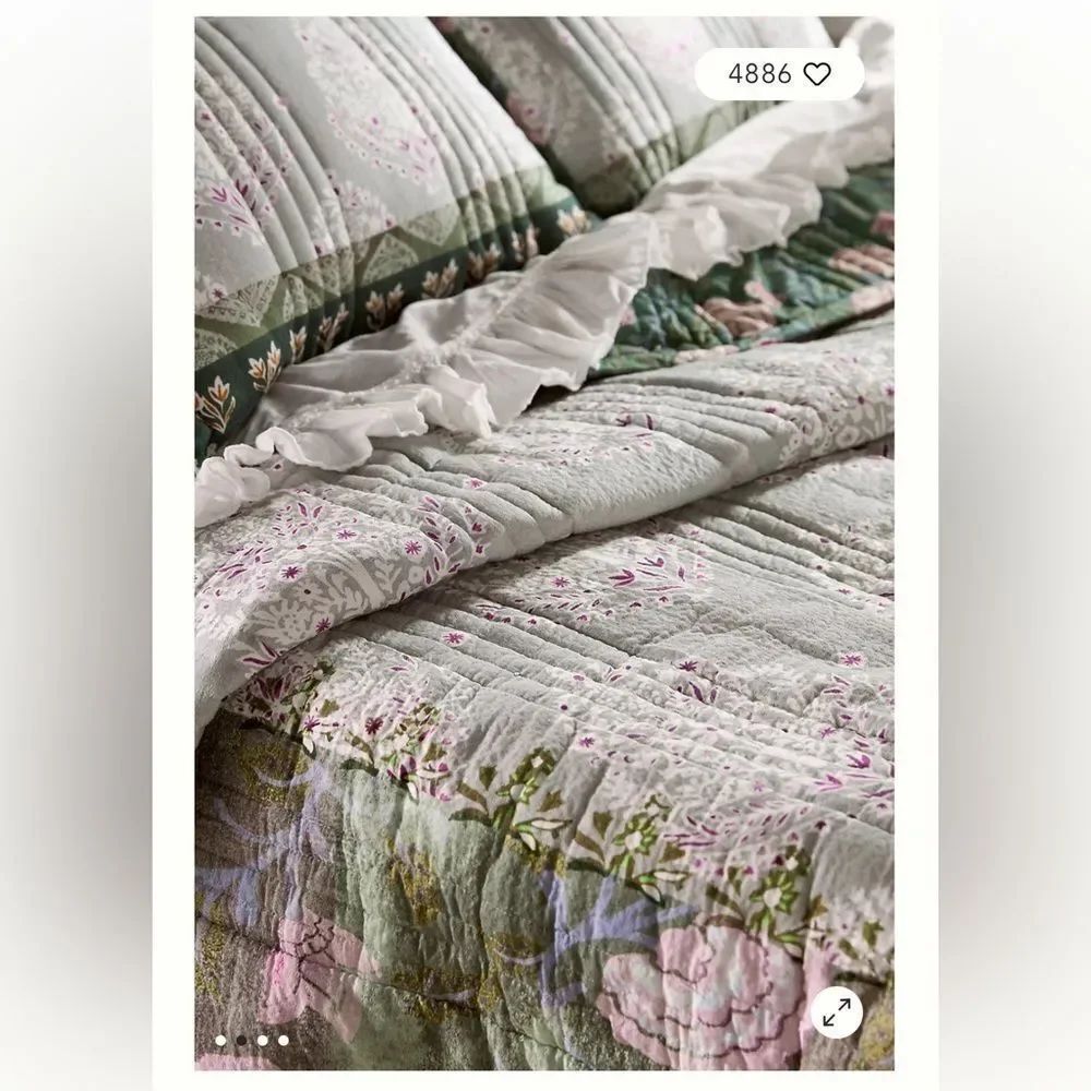 Anthropologie The Printed Textured Cotton Quilt Collection Size Queen